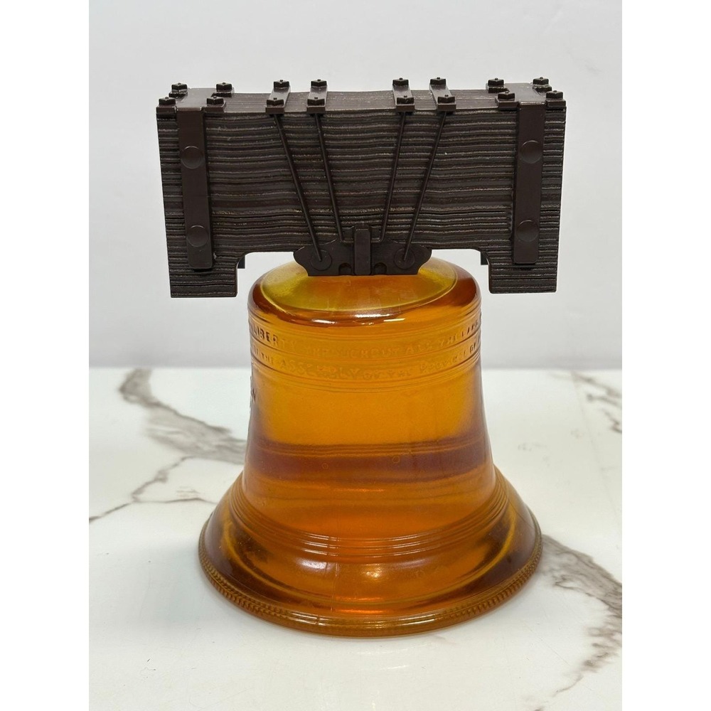 Vintage Avon Oland After Shave Liberty Bell Amber Glass Decanter 5 fl oz Bottle